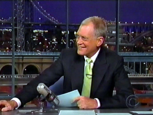 Screenshot of David Letterman on the set of The Late Show